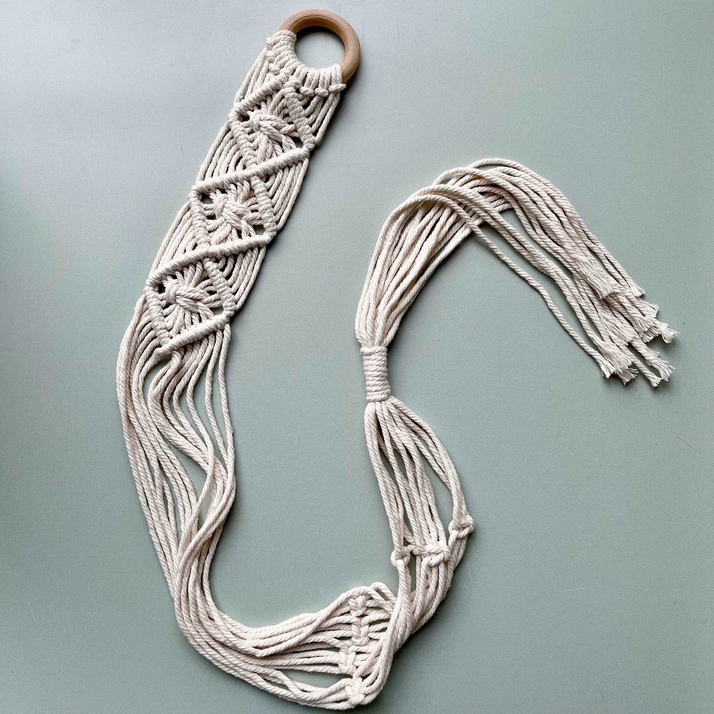 Macrame Plant Hanger with Wooden Ring