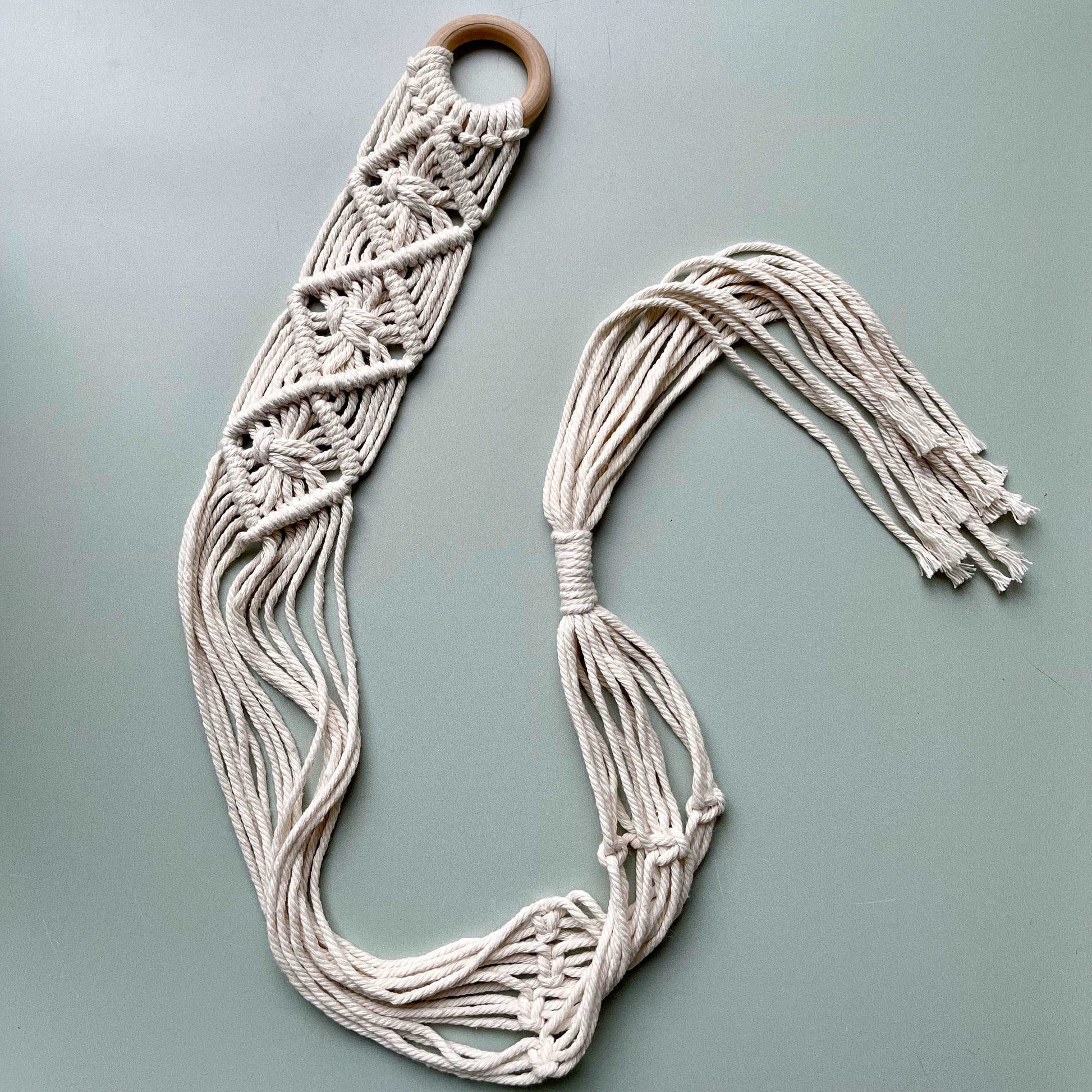 Macrame Plant Hanger with Wooden Ring
