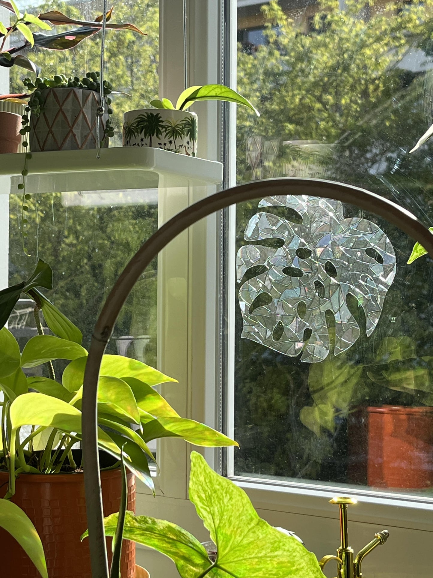 Rainbow Suncatcher Window Sticker - Monstera Leaf