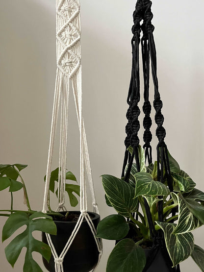 black and white macrame plant hanger Macrame Plant Hanger